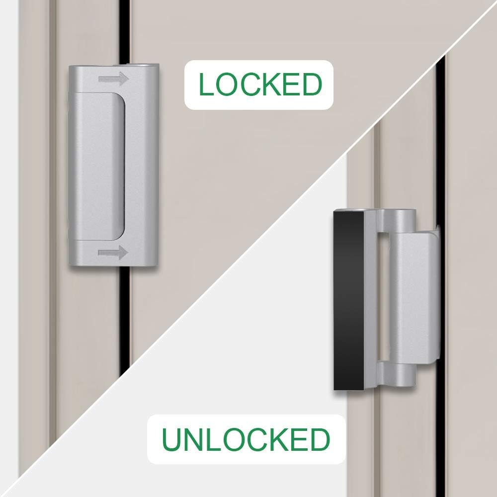 3 Pack WINONLY Home Security Door Locks - Metal Reinforcement for Kids Safety - Top Front Door Child Proof Latch - Defend High Security - Withstand 800lbs - Inside Swing Door Chain