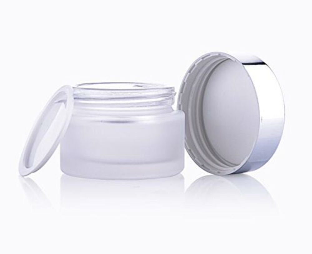 3-Piece 20g Frosted Glass Cosmetic Cream Jar Set with Refillable Silver Alumite Lids