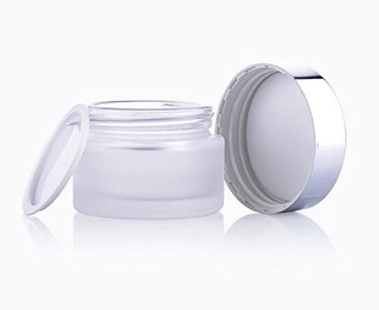 3-Piece 20g Frosted Glass Cosmetic Cream Jar Set with Refillable Silver Alumite Lids