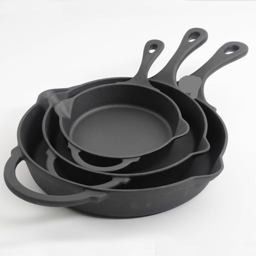 3-Piece Cast Iron Pots and Pans Set for Timeless Kitchen Beauty