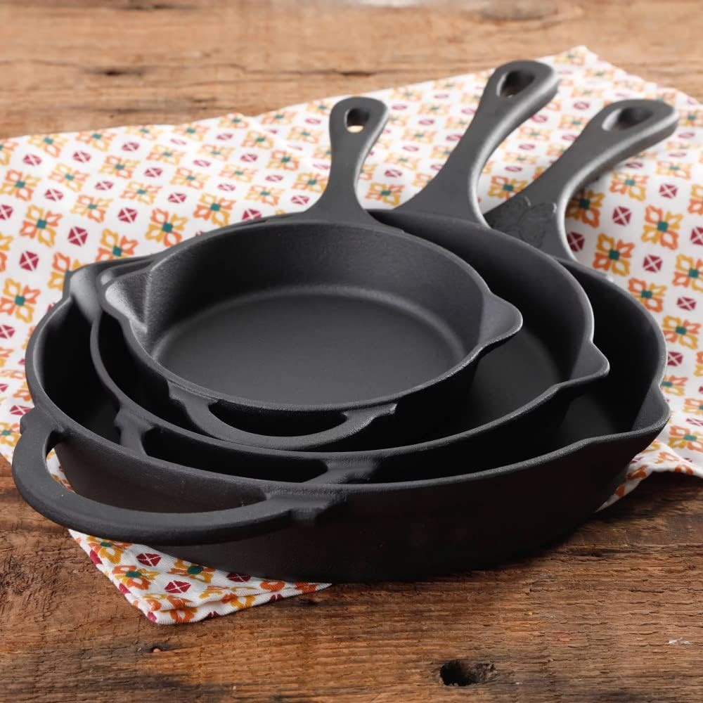 3-Piece Cast Iron Pots and Pans Set for Timeless Kitchen Beauty