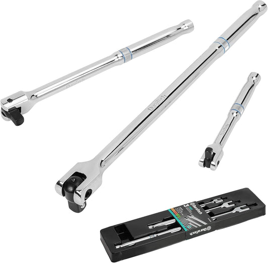 3-Piece DURATECH Breaker Bar Set with Rotatable Head and Chrome Alloy - 6" to 15" Lengths