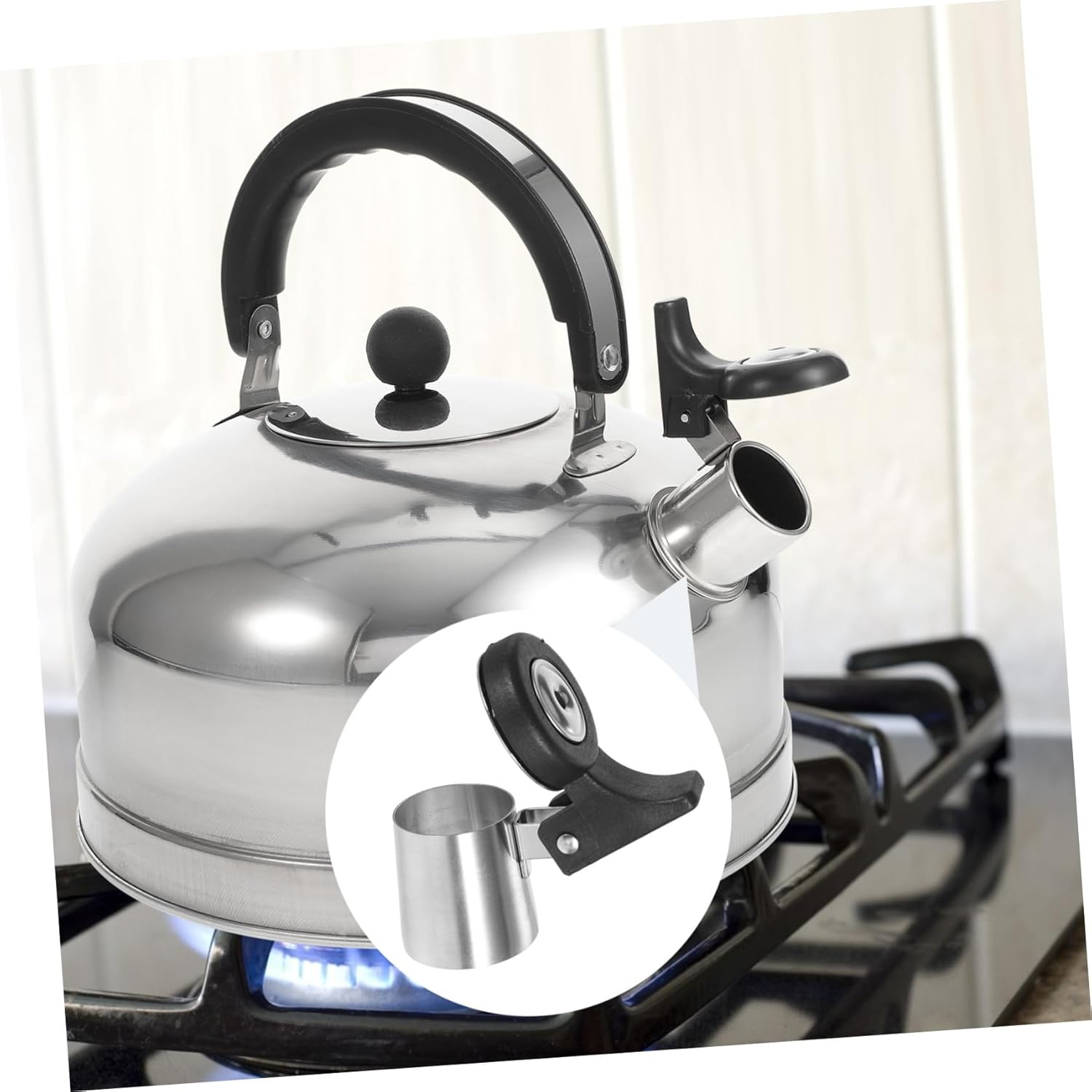 3 Piece Kettle Alarm Teakettle Set for Stovetop - Electric Tea Kettle, Whistling Nozzle, Water Boiling Accessory