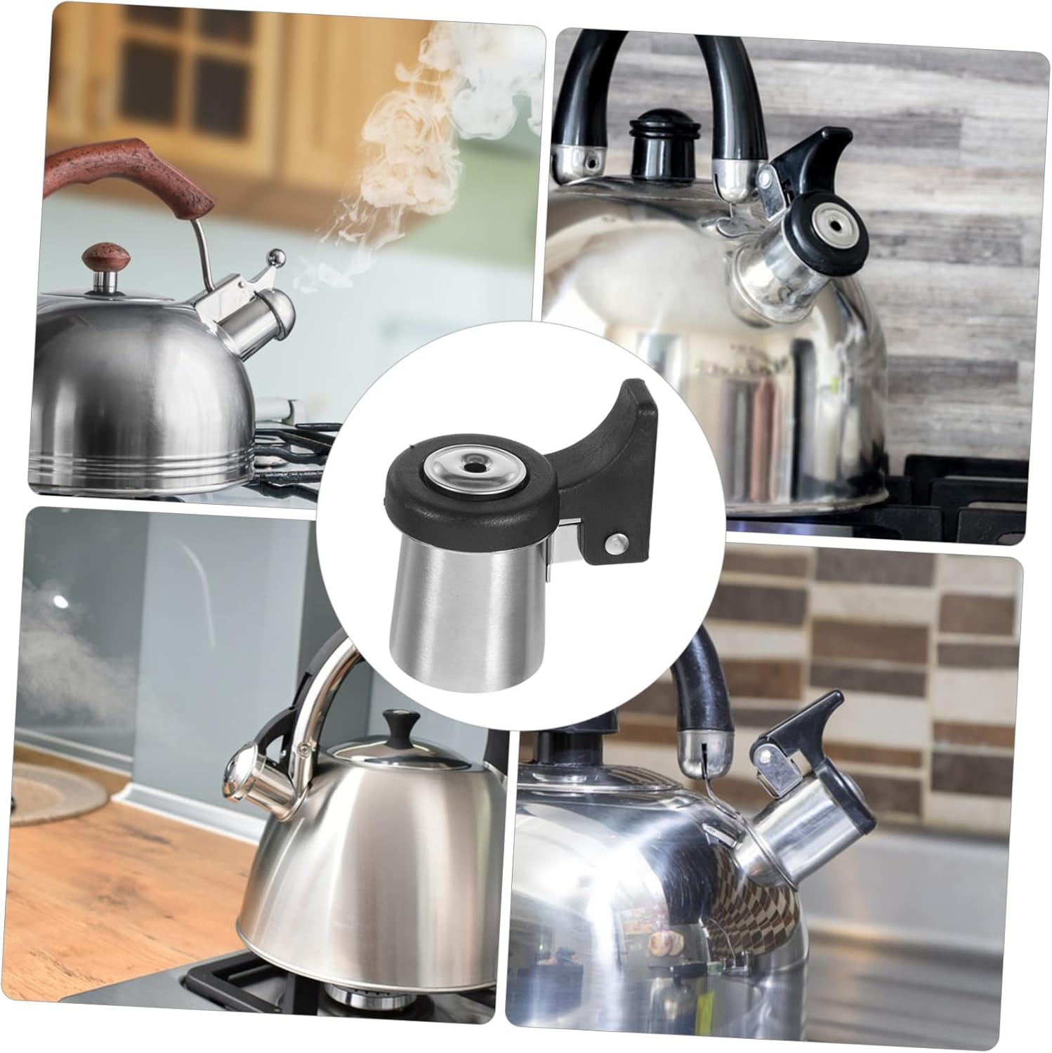 3 Piece Kettle Alarm Teakettle Set for Stovetop - Electric Tea Kettle, Whistling Nozzle, Water Boiling Accessory