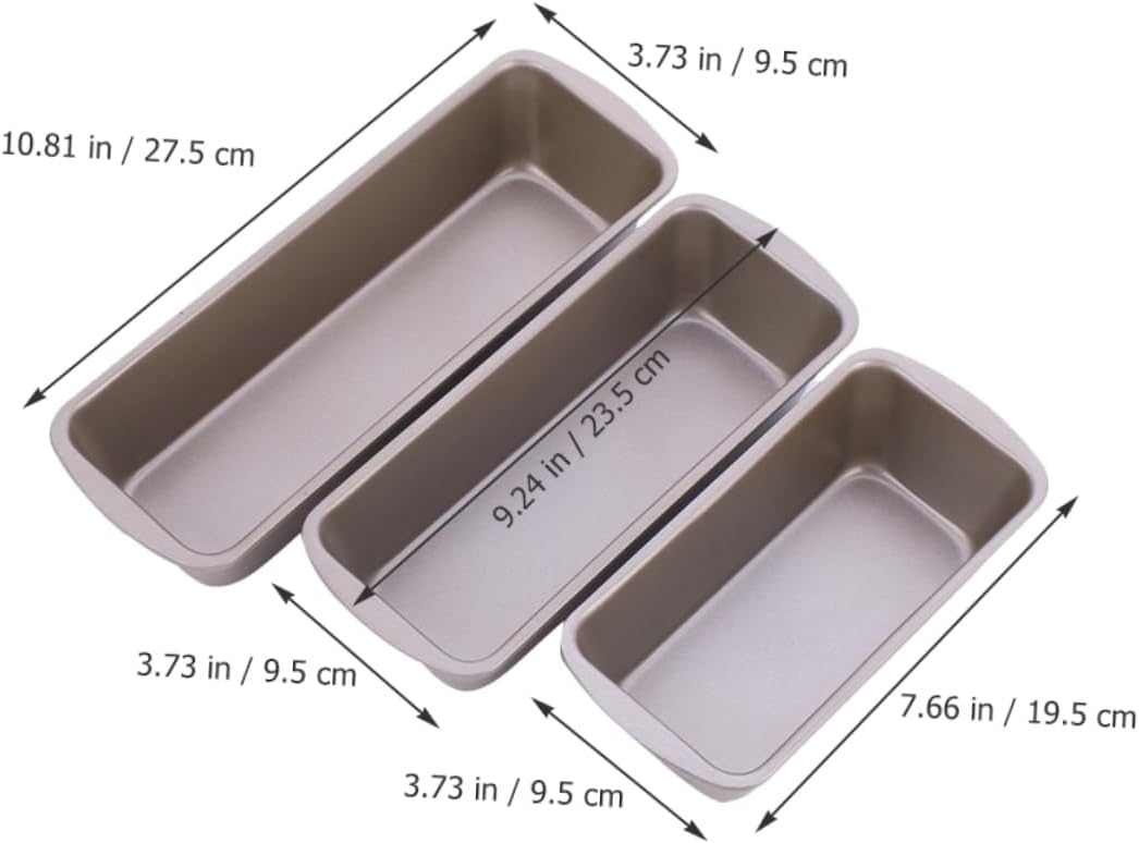 3-Piece Loaf Bread Baking Pan Set - Carbon Steel Roasting Pan for Homemade Toast - Reusable Kitchen Gadget for DIY Baking