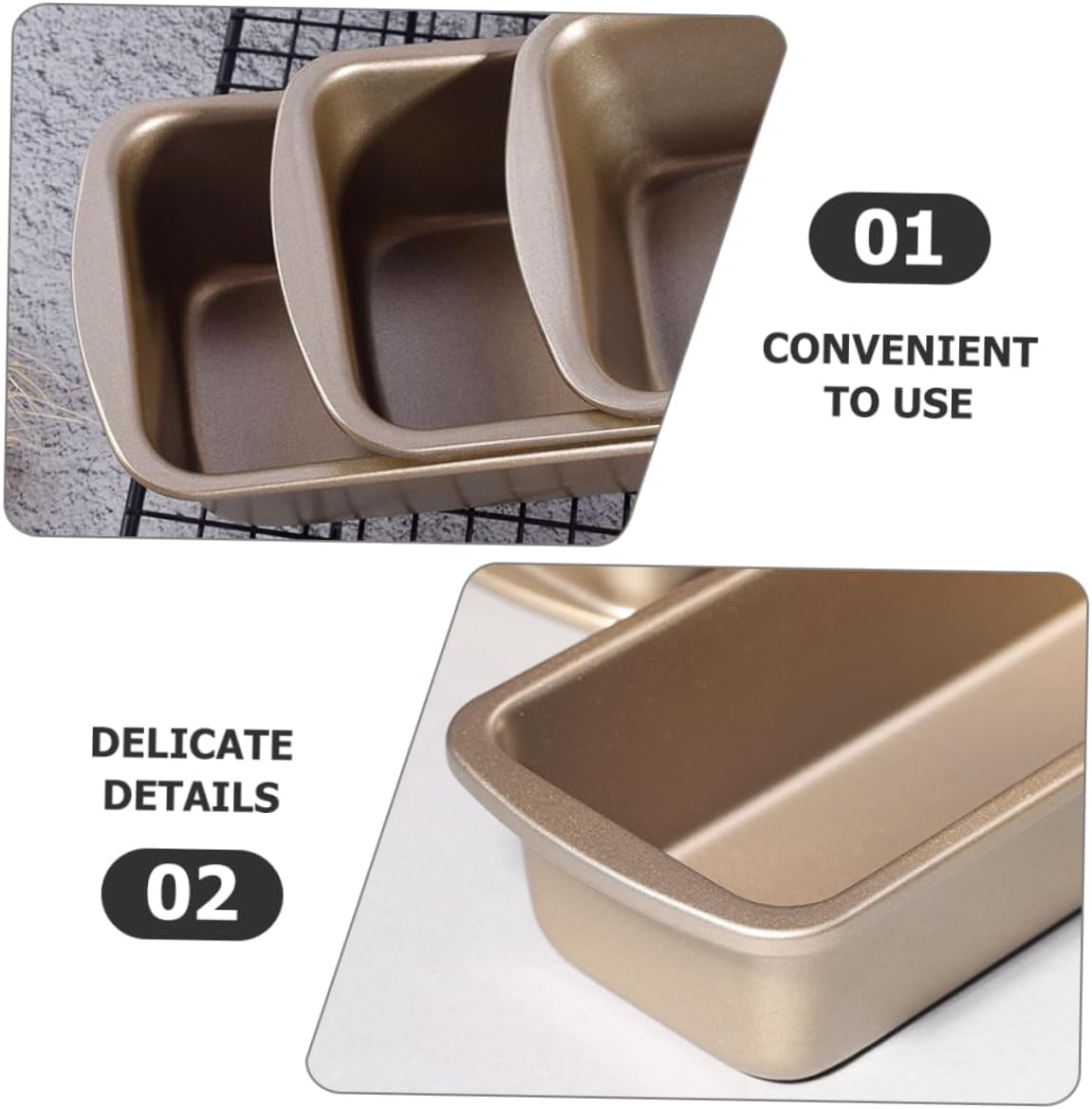 3-Piece Loaf Bread Baking Pan Set - Carbon Steel Roasting Pan for Homemade Toast - Reusable Kitchen Gadget for DIY Baking