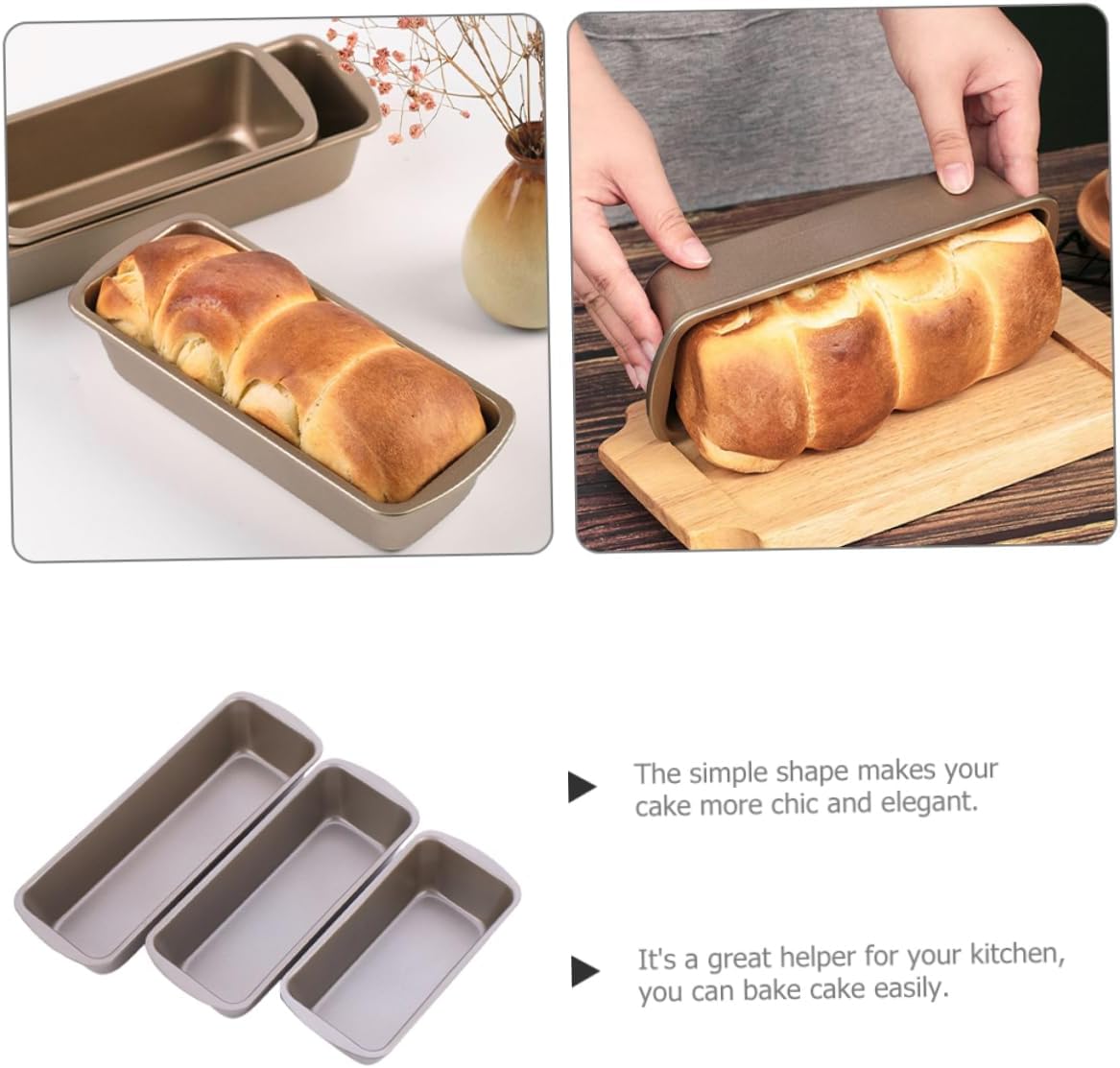 3-Piece Loaf Bread Baking Pan Set - Carbon Steel Roasting Pan for Homemade Toast - Reusable Kitchen Gadget for DIY Baking