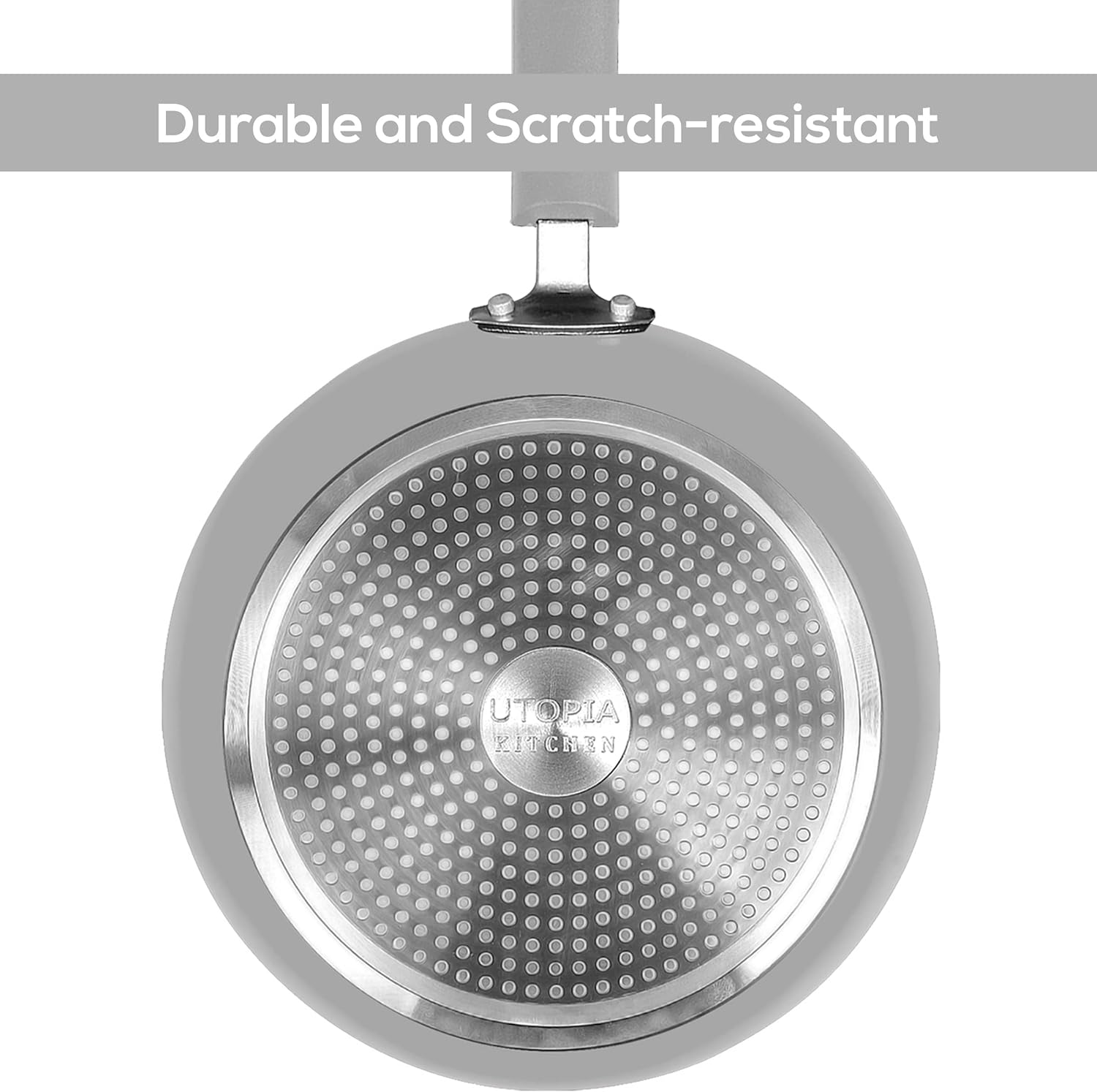 3-Piece Nonstick Frying Pan Set with Induction Bottom - 8", 9.5", and 11" - Silver-Black