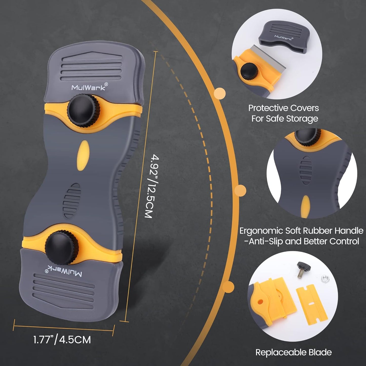 3-Piece Razor Blade Scraper Tool Set with 30 Replacement Blades - Heavy-Duty Cleaning Tools for Decals, Stickers, Paint, Caulk, and Adhesive Removal