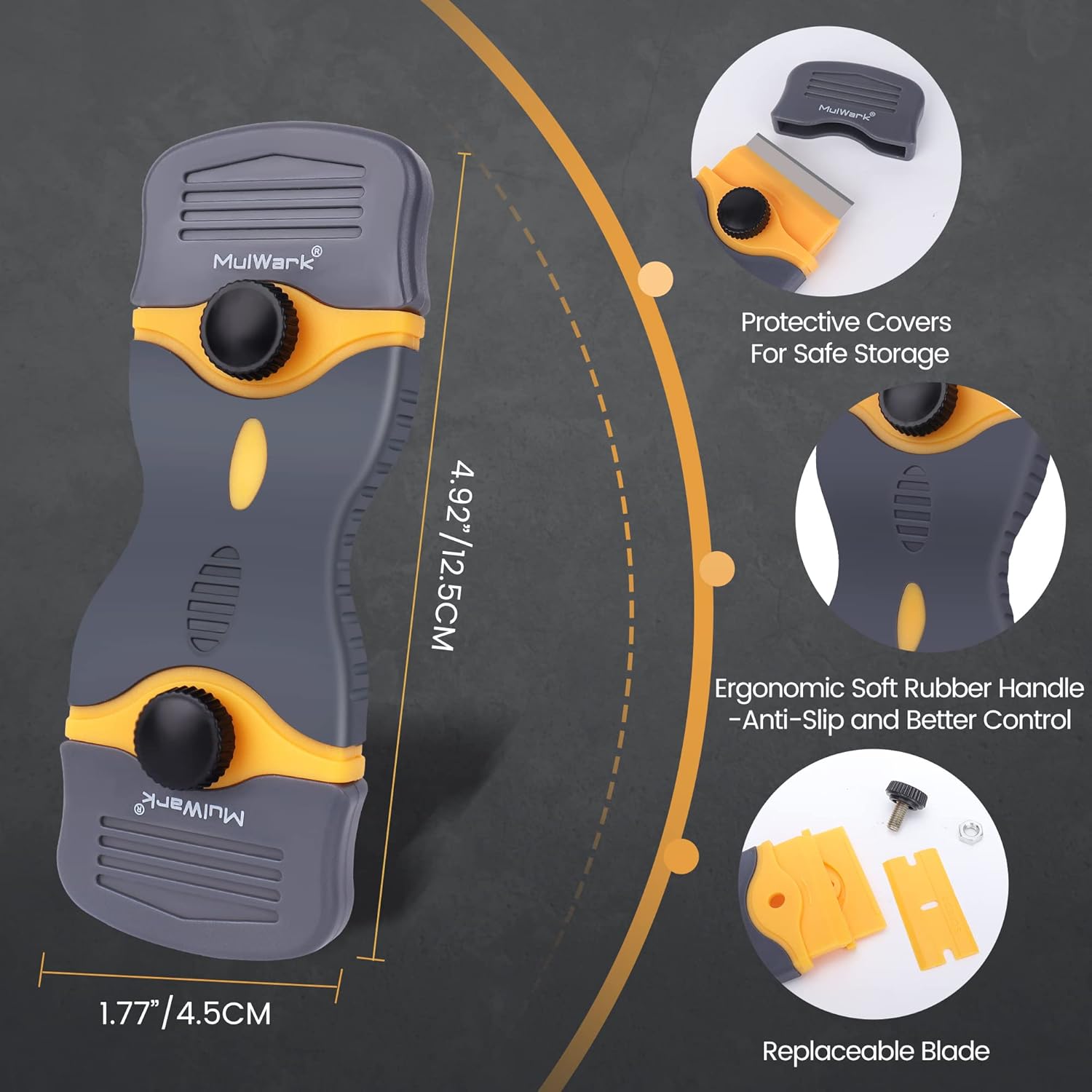 3-Piece Razor Blade Scraper Tool Set with 30 Replacement Blades - Heavy-Duty Cleaning Tools for Decals, Stickers, Paint, Caulk, and Adhesive Removal