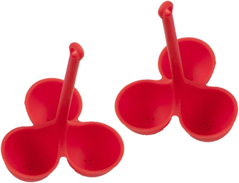 3-Piece Red Egg Poaching Set with Holder Rack by BRIGHTFUFU for Kitchen