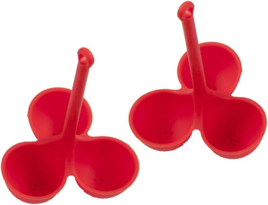3-Piece Red Egg Poaching Set with Holder Rack by BRIGHTFUFU for Kitchen