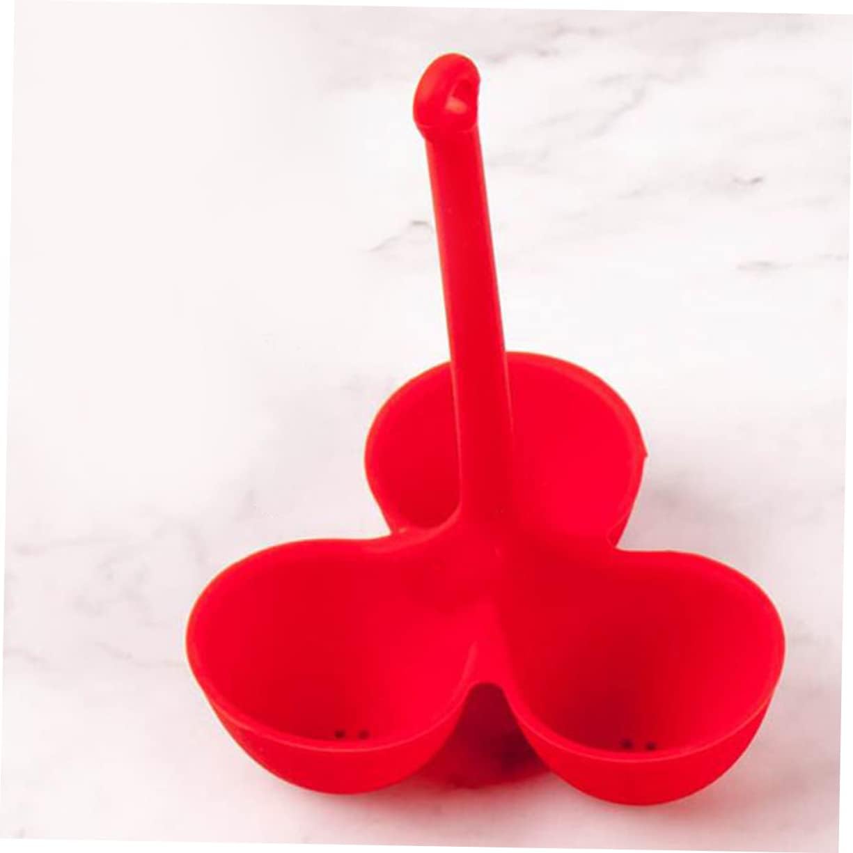 3-Piece Red Egg Poaching Set with Holder Rack by BRIGHTFUFU for Kitchen