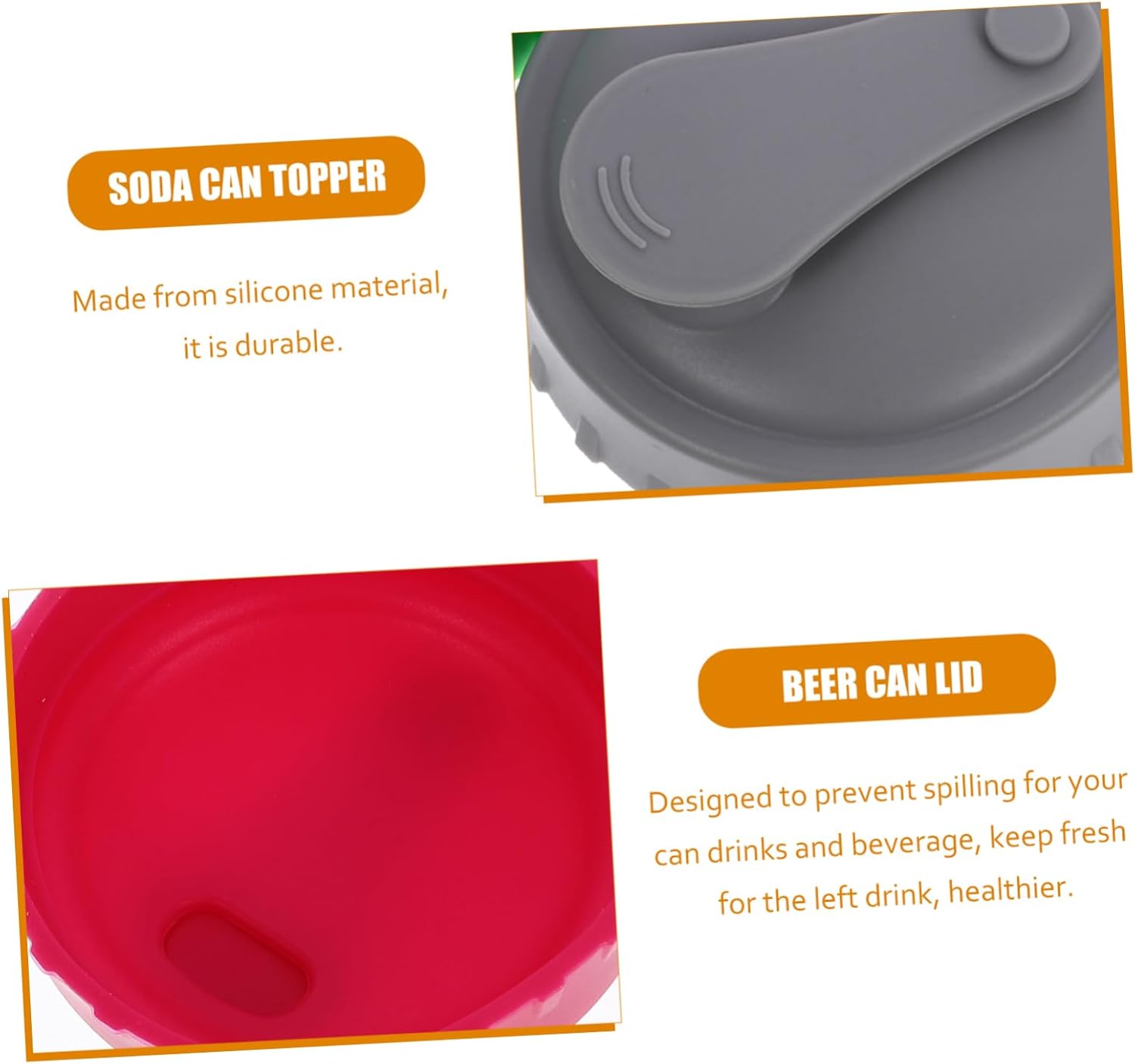 3 Piece Set of Reusable Silicone Bottle Cap Can Covers for Fresh-keeping and Easy Opening