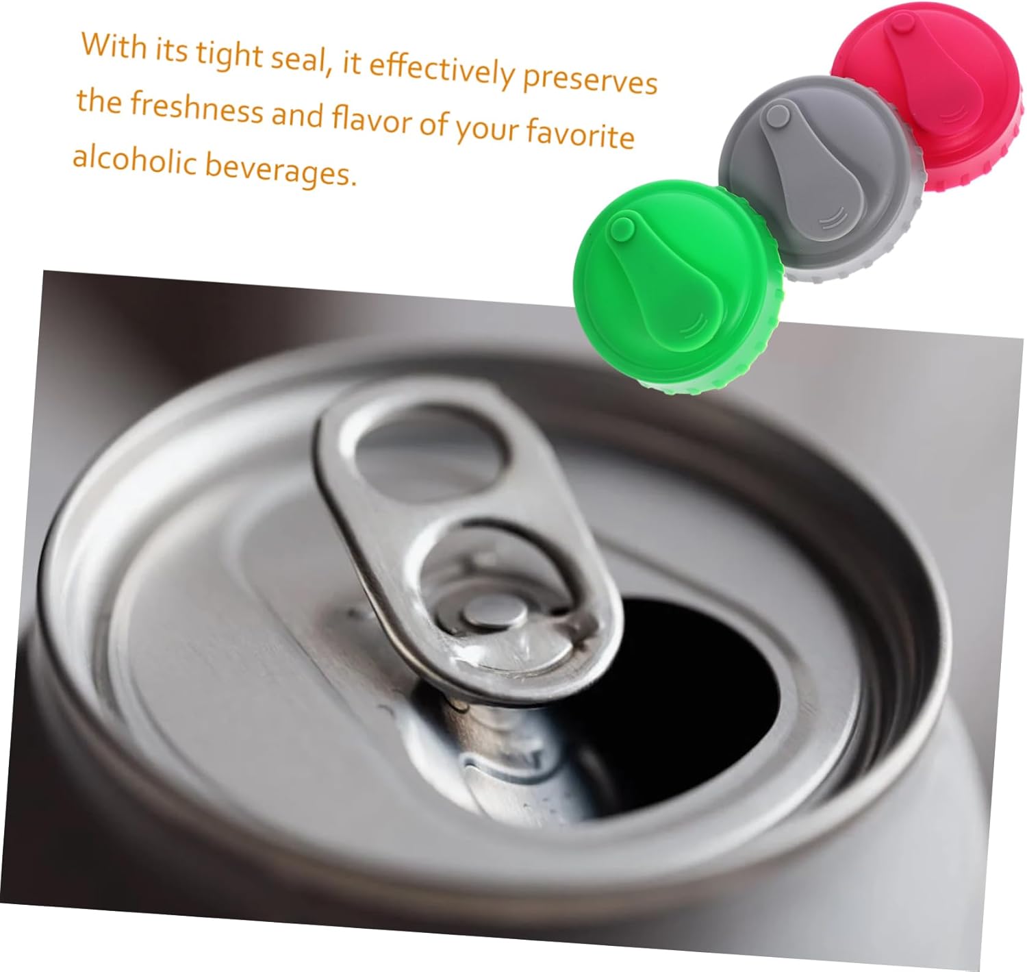 3 Piece Set of Reusable Silicone Bottle Cap Can Covers for Fresh-keeping and Easy Opening