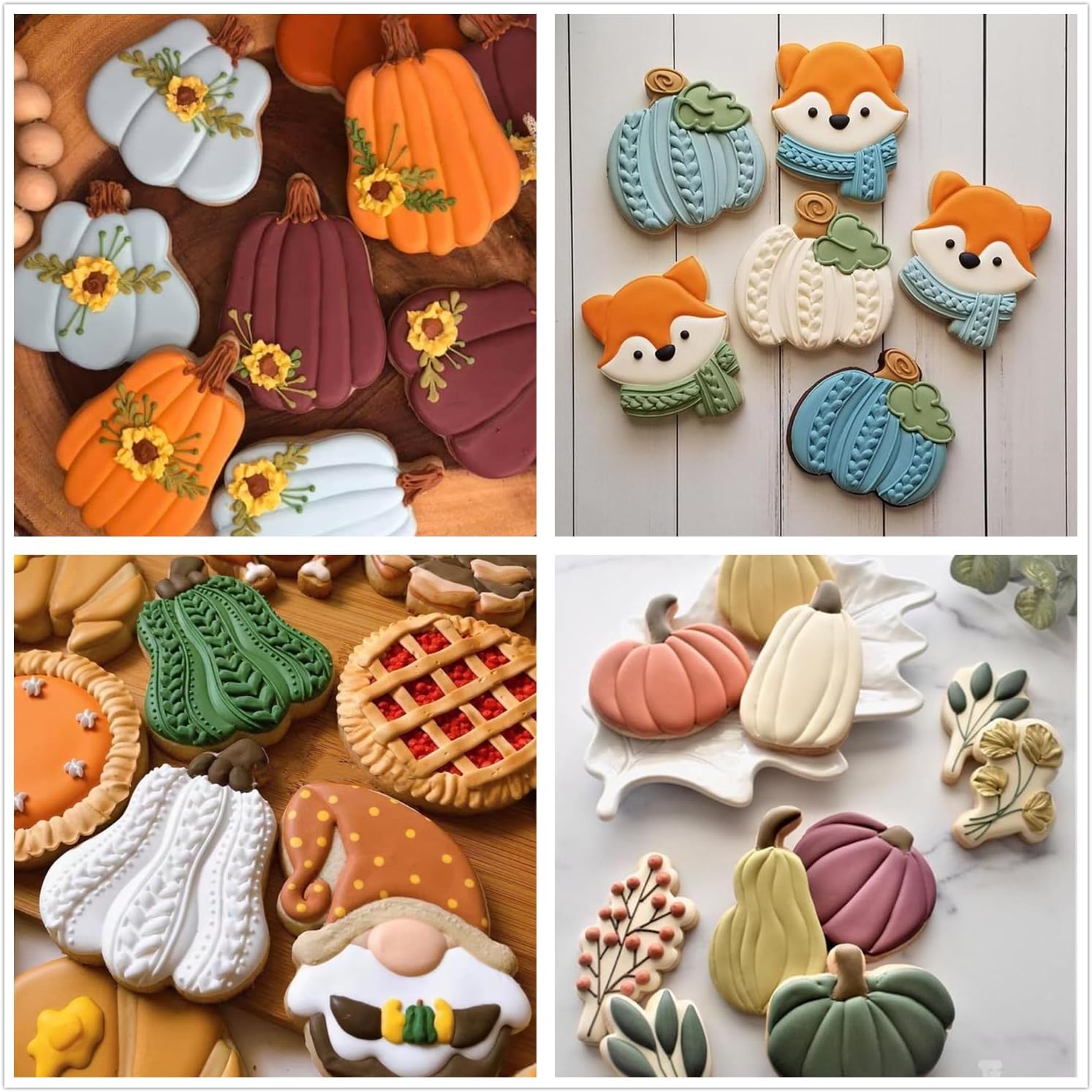 3-Piece Stainless Steel Pumpkin Cookie Cutters Set with Decorating Instructions for Halloween & Thanksgiving