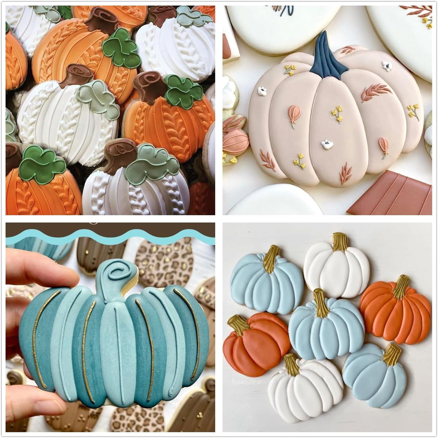 3-Piece Stainless Steel Pumpkin Cookie Cutters Set with Decorating Instructions for Halloween & Thanksgiving