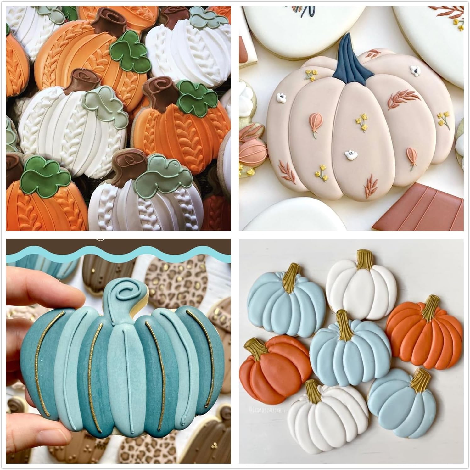 3-Piece Stainless Steel Pumpkin Cookie Cutters Set with Decorating Instructions for Halloween & Thanksgiving