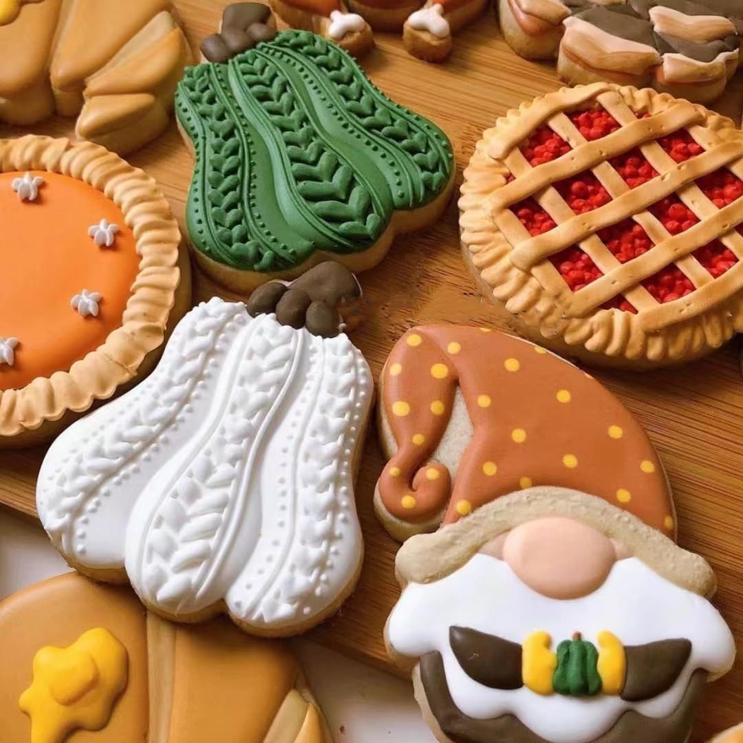 3-Piece Stainless Steel Pumpkin Cookie Cutters Set with Decorating Instructions for Halloween & Thanksgiving