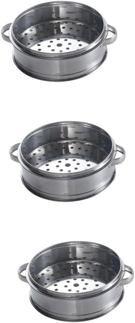 3-Piece Stainless Steel Steamer Set for Cooking Dumplings, Chicken, Rice, and Eggs - Portable and Durable Steam Basket Pot
