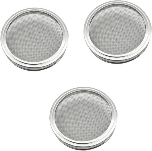3-Piece Zerodeko Sprouting Lids for Mason Jars - Airtight Canning Kit with Fine Strainer for Pickles, Oats, and Cereal