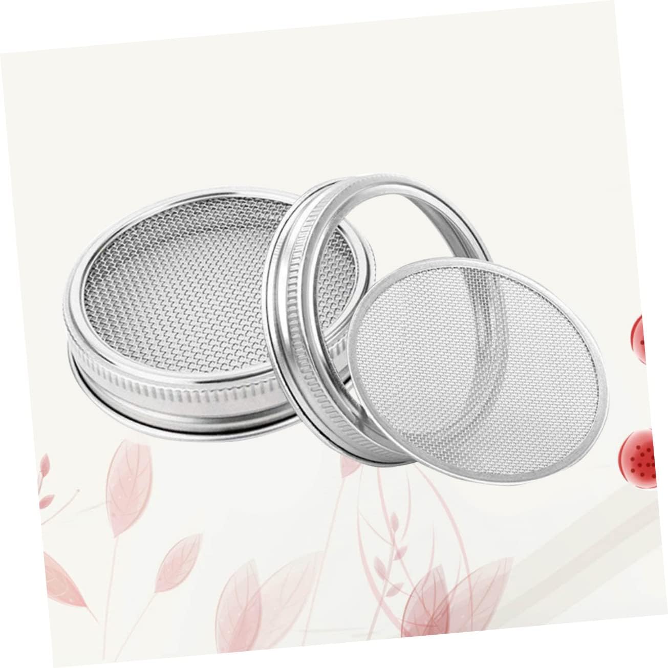 3-Piece Zerodeko Sprouting Lids for Mason Jars - Airtight Canning Kit with Fine Strainer for Pickles, Oats, and Cereal