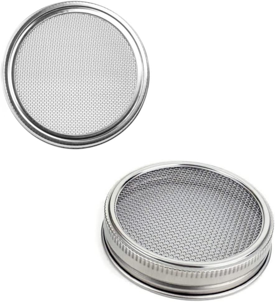 3-Piece Zerodeko Sprouting Lids for Mason Jars - Airtight Canning Kit with Fine Strainer for Pickles, Oats, and Cereal