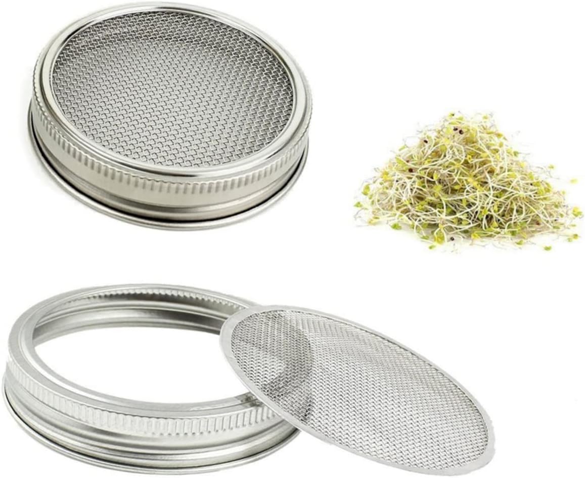 3-Piece Zerodeko Sprouting Lids for Mason Jars - Airtight Canning Kit with Fine Strainer for Pickles, Oats, and Cereal