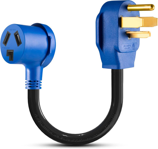 3-Prong to 4-Prong Dryer Adapter 1.5FT - NEMA 14-30P Male to 10-30R Female - 30A 250V 10AWG Adapter for Newer Dryers