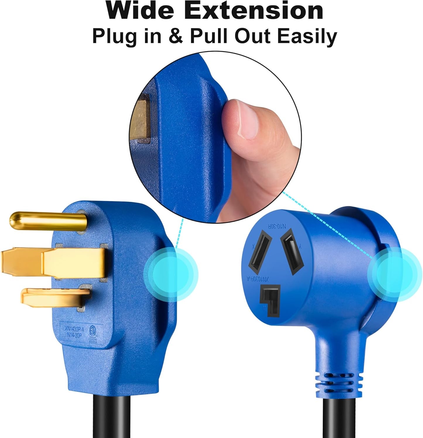 3-Prong to 4-Prong Dryer Adapter 1.5FT - NEMA 14-30P Male to 10-30R Female - 30A 250V 10AWG Adapter for Newer Dryers