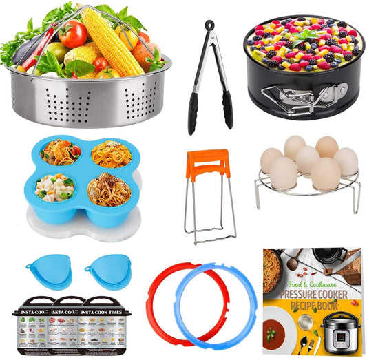 3 Qt Instant Pot Accessories Set - Compatible with InstaPot 3 Quart Only - Includes Sealing Ring, Steamer Basket, Springform Pan, Egg Rack, Trivet - Acnusik Mini Accessory Kit