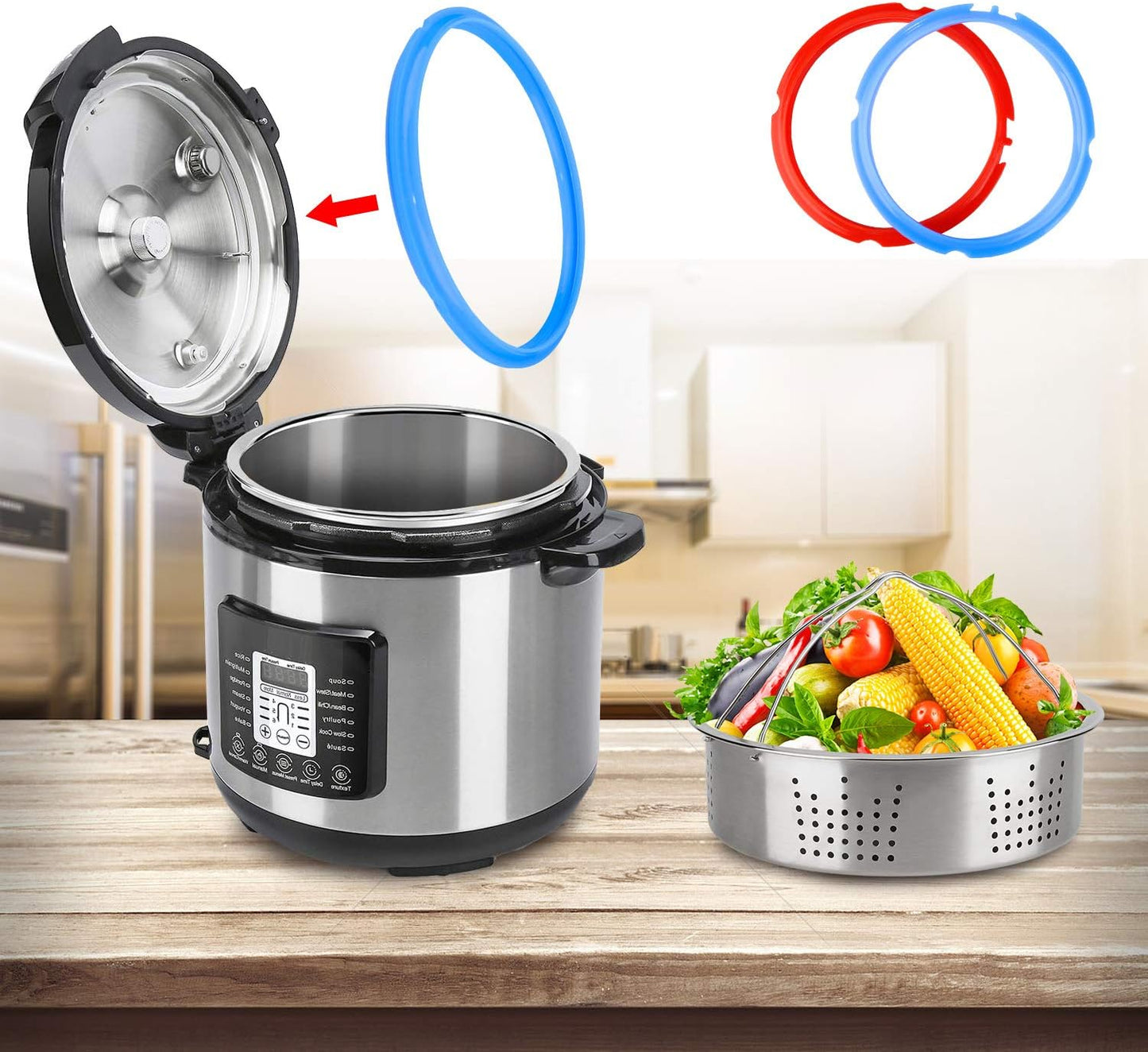 3 Qt Instant Pot Accessories Set - Compatible with InstaPot 3 Quart Only - Includes Sealing Ring, Steamer Basket, Springform Pan, Egg Rack, Trivet - Acnusik Mini Accessory Kit