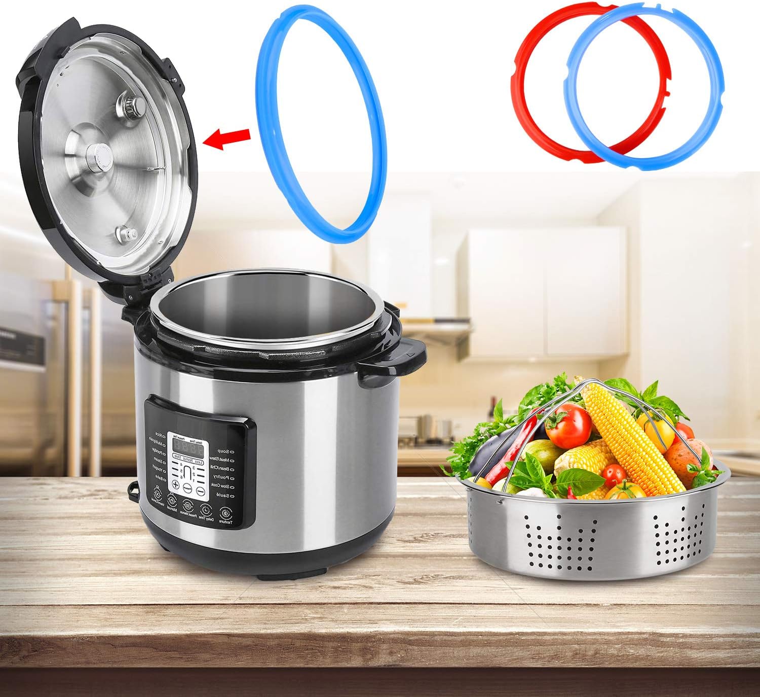 3 Qt Instant Pot Accessories Set - Compatible with InstaPot 3 Quart Only - Includes Sealing Ring, Steamer Basket, Springform Pan, Egg Rack, Trivet - Acnusik Mini Accessory Kit