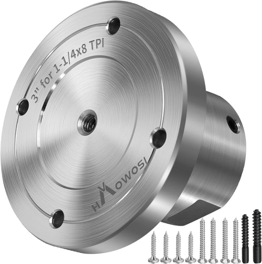 3" Steel Faceplate for Wood Lathe - Fits 1-1/4" x 8TPI Spindle - HAowosi Wood Lathe Face Plate with Screwchuck