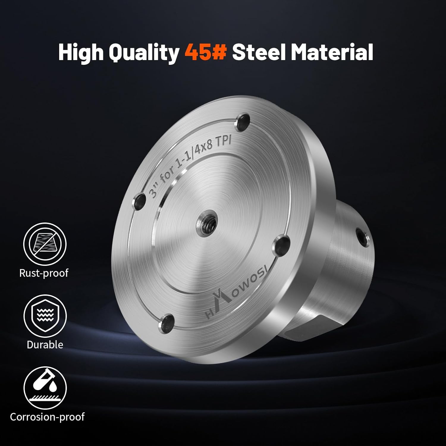 3" Steel Faceplate for Wood Lathe - Fits 1-1/4" x 8TPI Spindle - HAowosi Wood Lathe Face Plate with Screwchuck