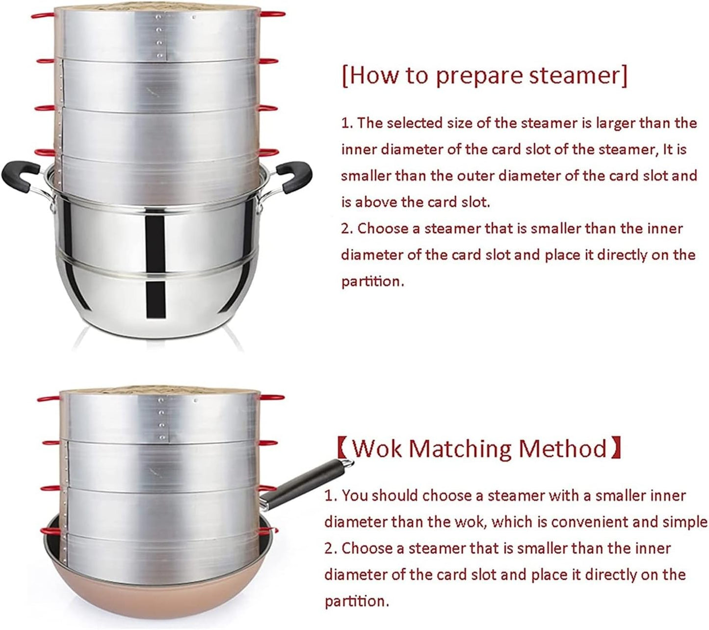 3-Tier Bamboo Steamer Set for Chinese Cooking with Lid - 24CM and 30CM Sizes