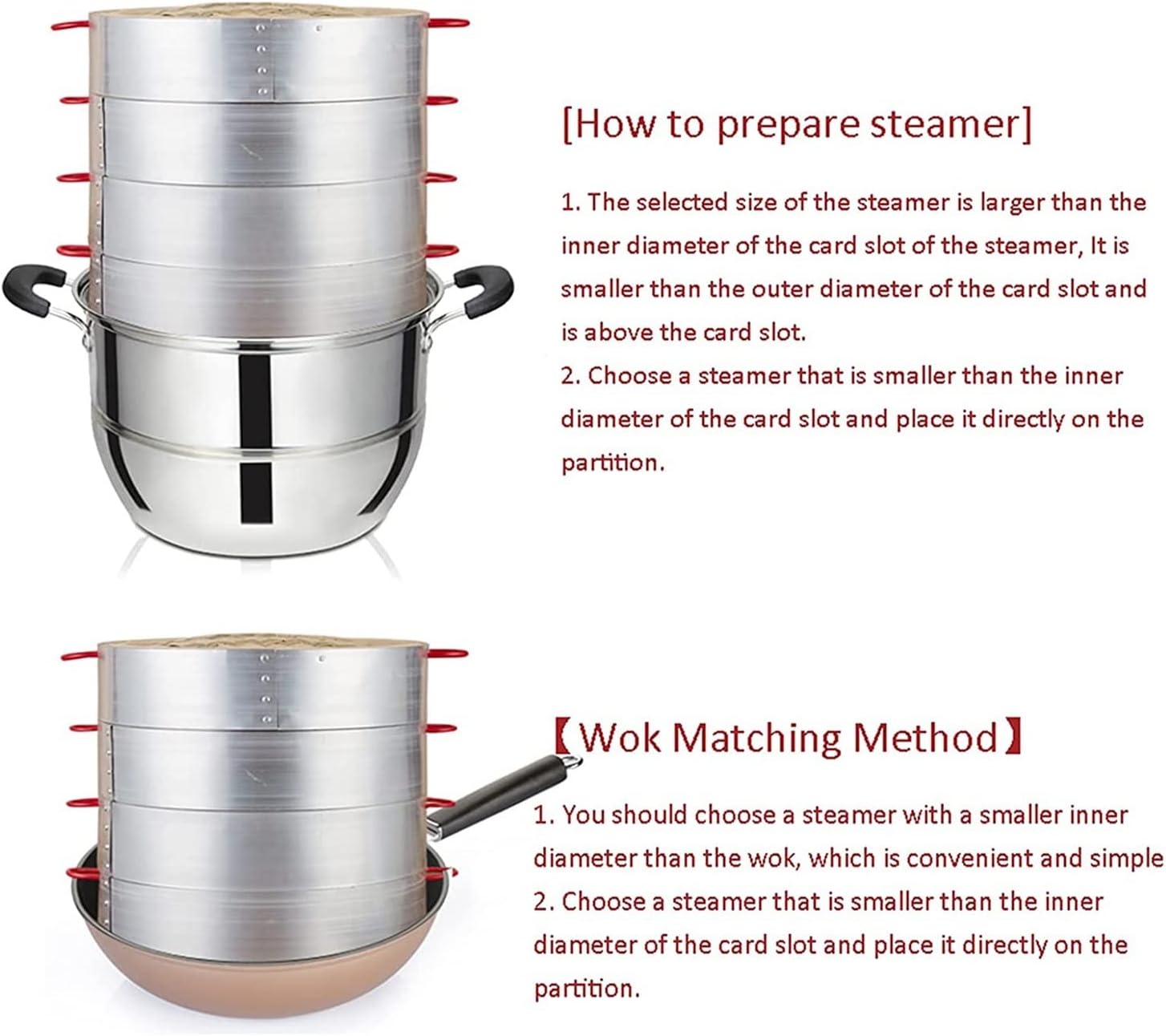 3-Tier Bamboo Steamer Set for Chinese Cooking with Lid - 24CM and 30CM Sizes