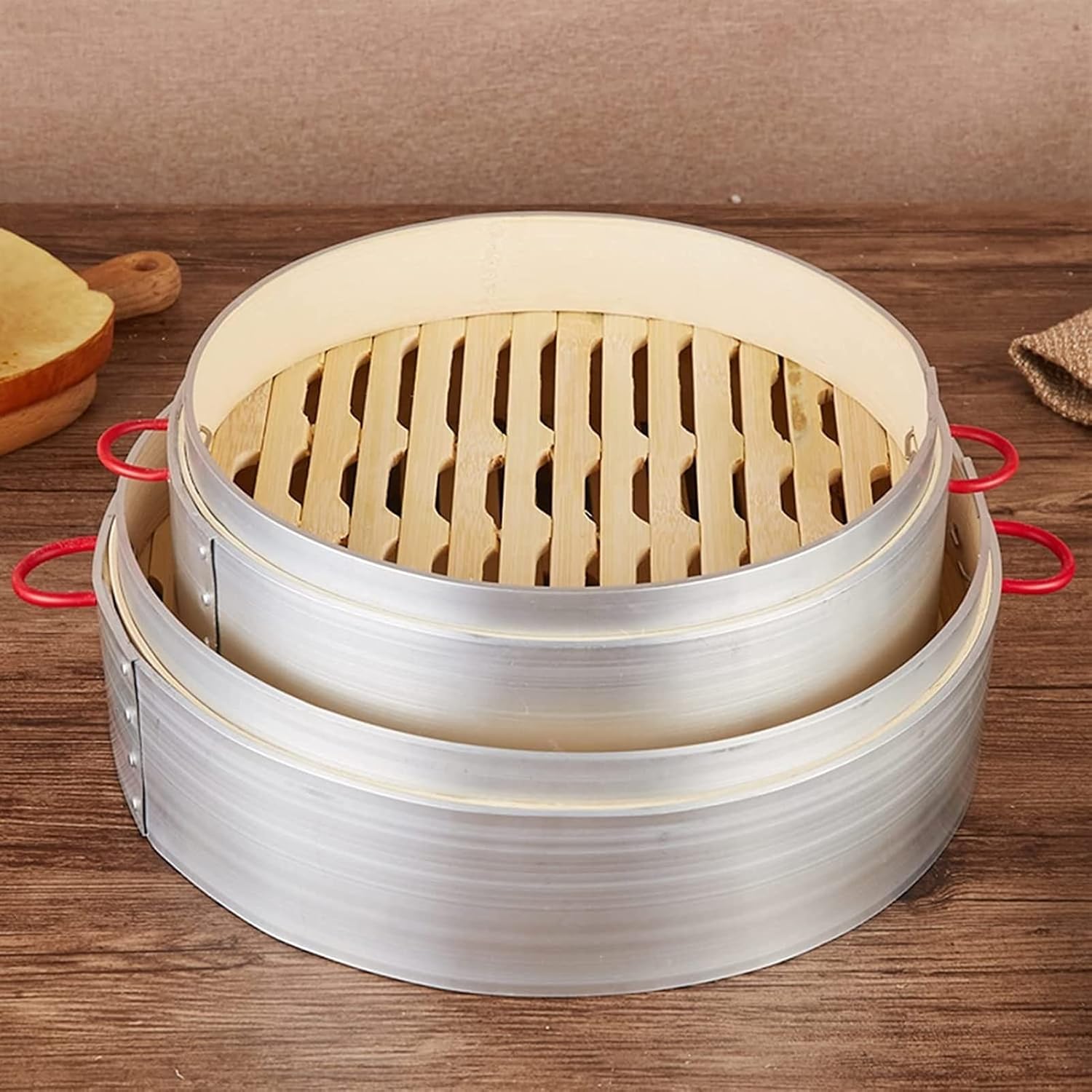 3-Tier Bamboo Steamer Set for Chinese Cooking with Lid - 24CM and 30CM Sizes