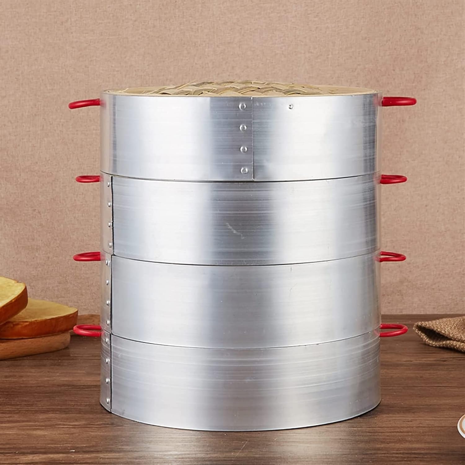 3-Tier Bamboo Steamer Set for Chinese Cooking with Lid - 24CM and 30CM Sizes