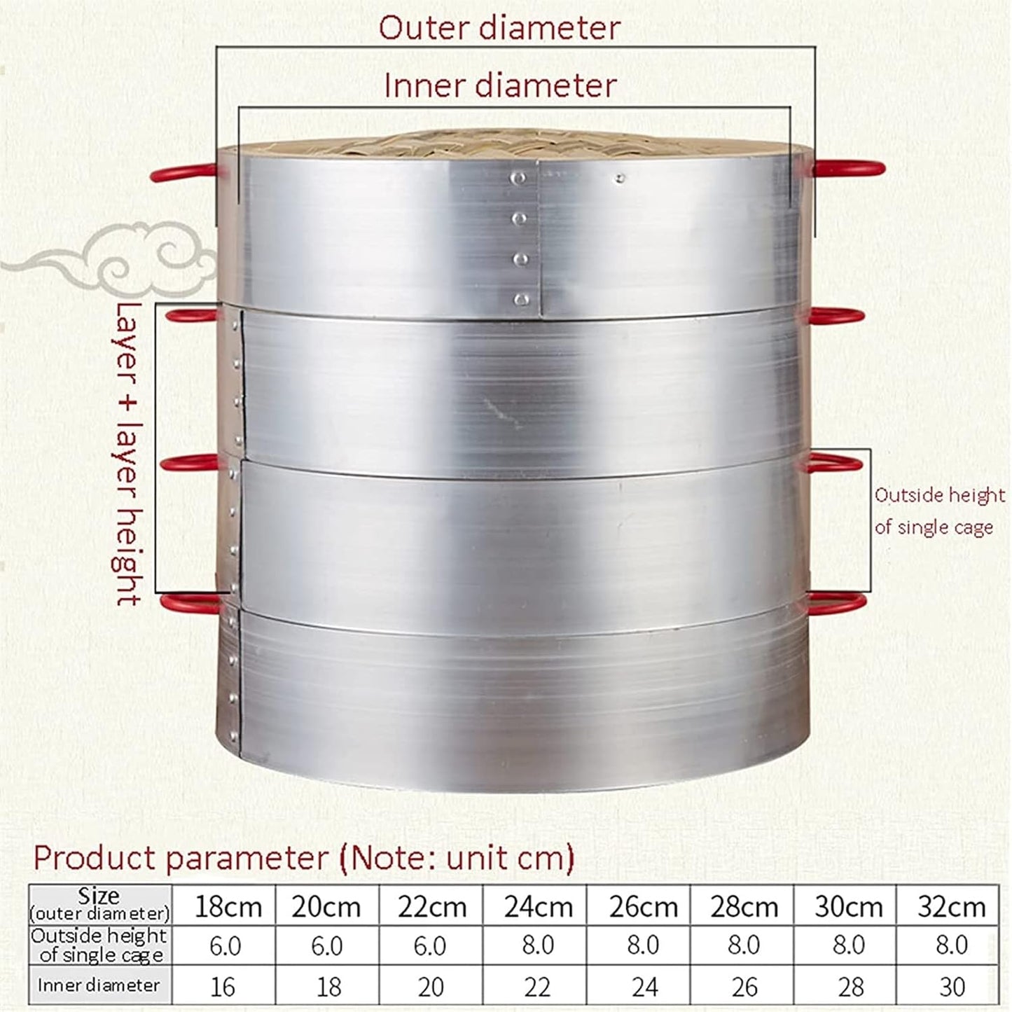 3-Tier Bamboo Steamer Set for Chinese Cooking with Lid - 24CM and 30CM Sizes