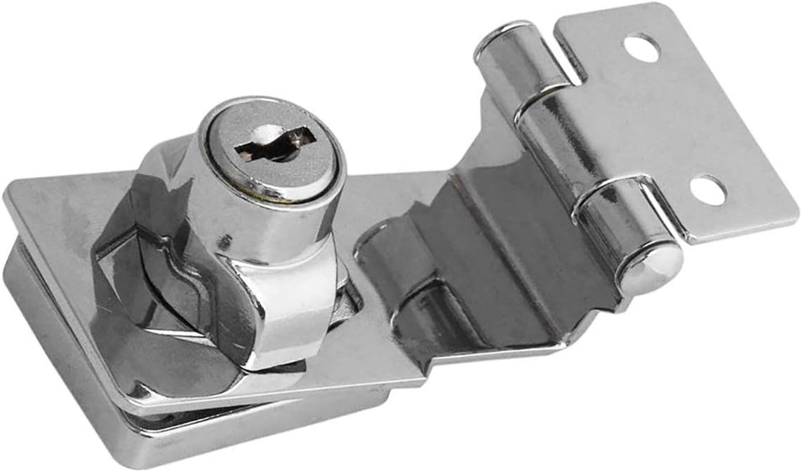 3" Zinc Alloy Keyed Hasp Lock with 90 Degree Rotation for Doors, Cabinets, Desks - Includes 2 Keys