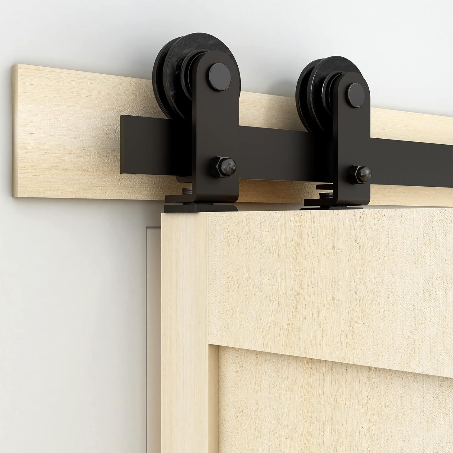 30" Bi-Folding Sliding Barn Door Hardware Kit for 2 Doors - Smooth, Quiet Slide - Black Top Mount Roller Track - No Door - WildKart