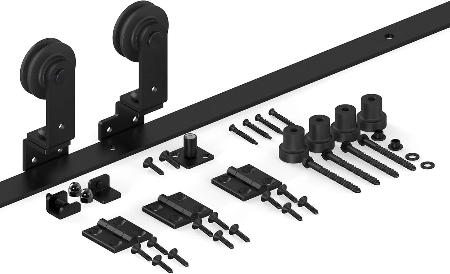 30" Bi-Folding Sliding Barn Door Hardware Kit for 2 Doors - Smooth, Quiet Slide - Black Top Mount Roller Track - No Door - WildKart