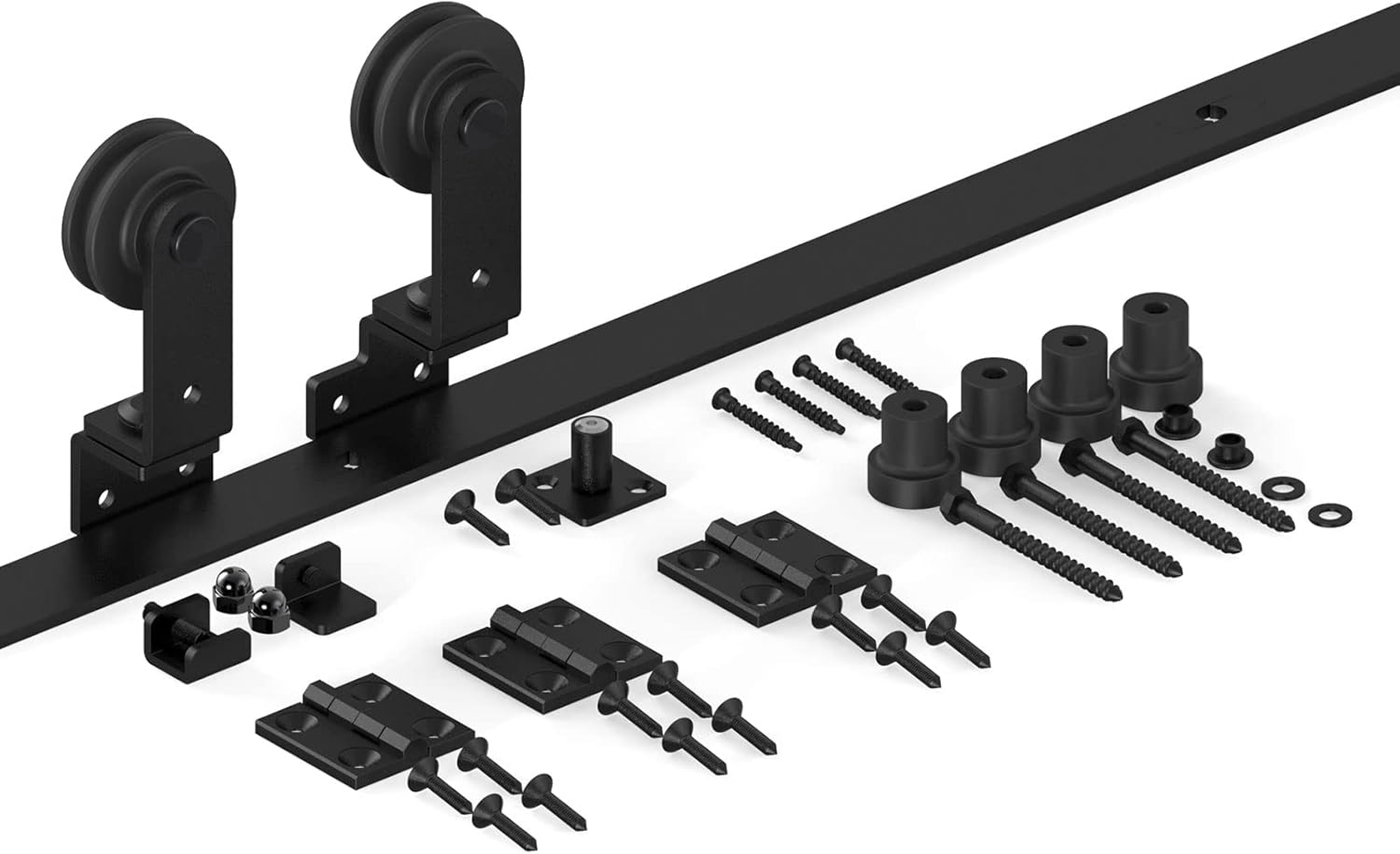 30" Bi-Folding Sliding Barn Door Hardware Kit for 2 Doors - Smooth, Quiet Slide - Black Top Mount Roller Track - No Door - WildKart