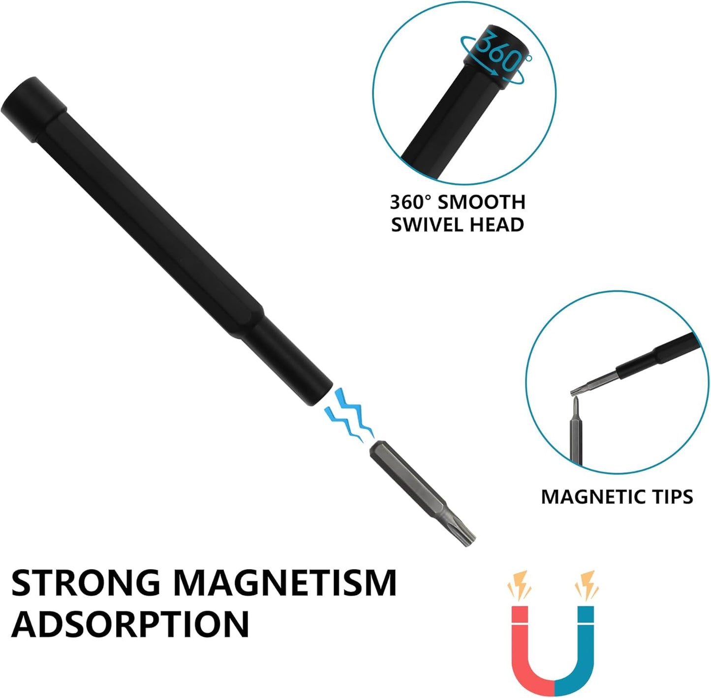 30-in-1 Precision Screwdriver Set with Magnetic Bits for iPhone, Tablet, Xbox, PS4, Watch, Eyeglass Repair - Red