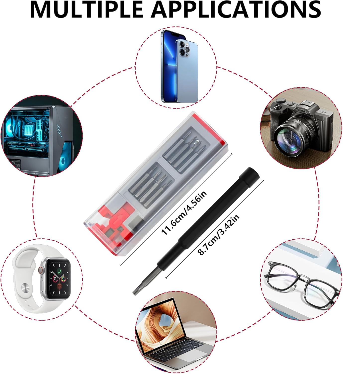 30-in-1 Precision Screwdriver Set with Magnetic Bits for iPhone, Tablet, Xbox, PS4, Watch, Eyeglass Repair - Red