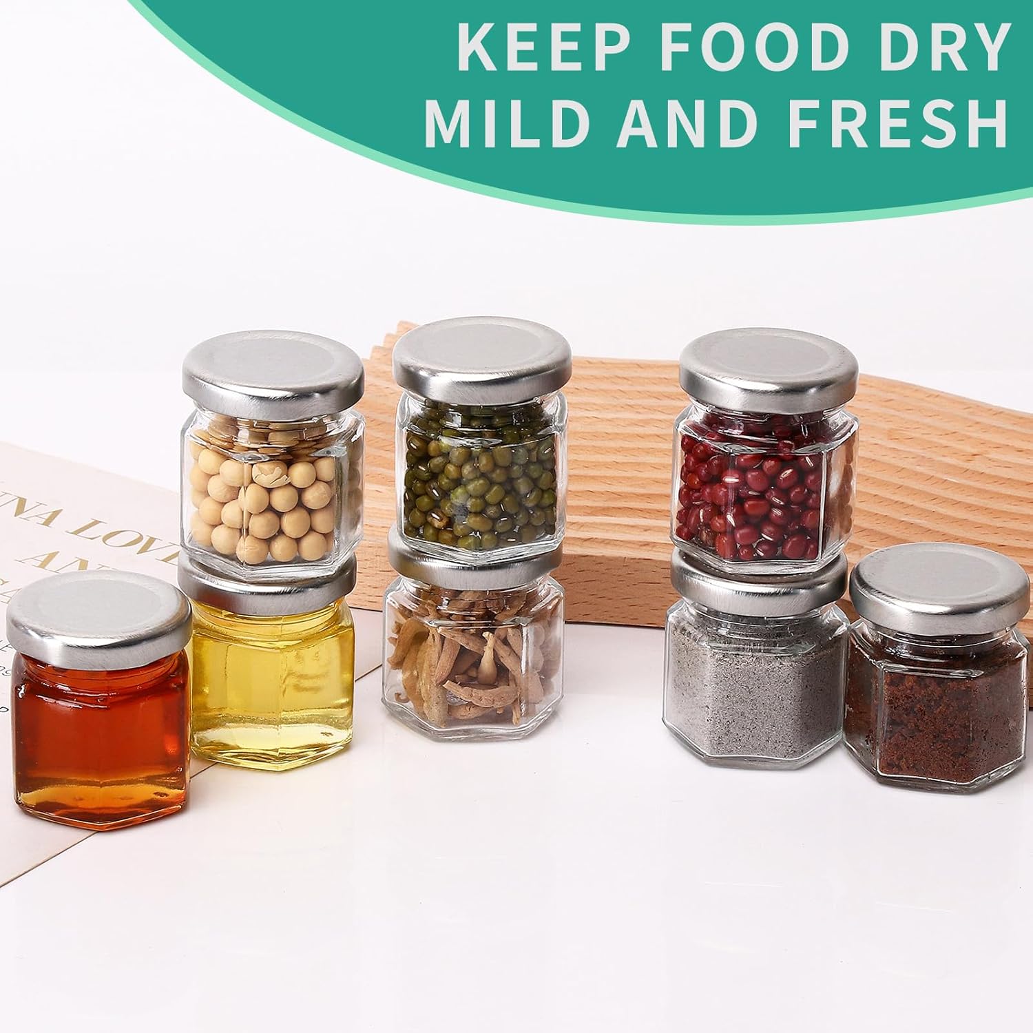 30-Pack 1.5oz Hexagon Glass Honey Jars with Silver Lids - Mini Party Favors, Airtight Storage, Ideal for Yogurt, Candles, Jam, Spice - Includes 36 Chalkboard Labels, Perfect for Wedding Favors