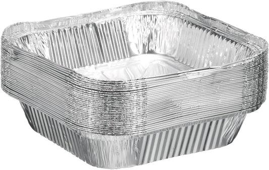 30 Pack 7.09" Square Aluminum Foil Pie Pans - Disposable Non-stick Baking Pans for Pies, Quiches, and Tarts - Silver, Ideal for Parties