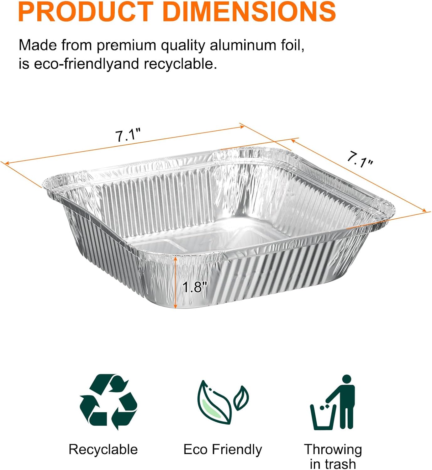 30 Pack 7.09" Square Aluminum Foil Pie Pans - Disposable Non-stick Baking Pans for Pies, Quiches, and Tarts - Silver, Ideal for Parties