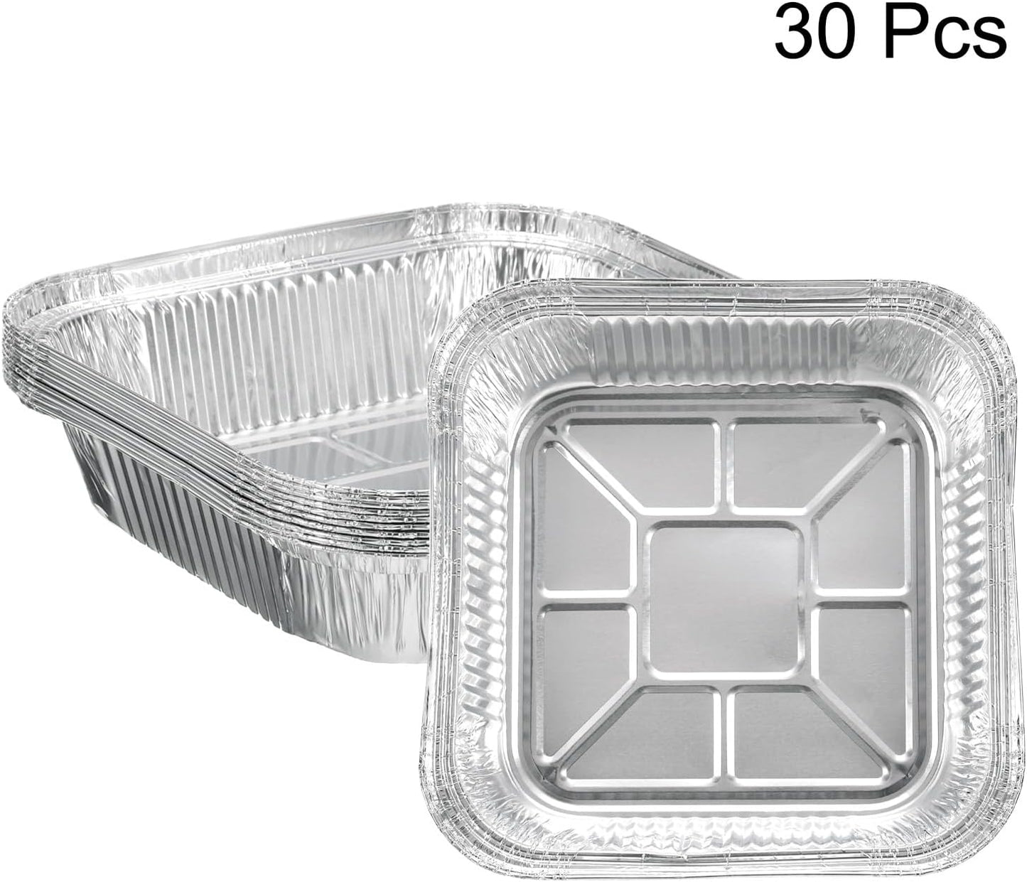 30 Pack 7.09" Square Aluminum Foil Pie Pans - Disposable Non-stick Baking Pans for Pies, Quiches, and Tarts - Silver, Ideal for Parties